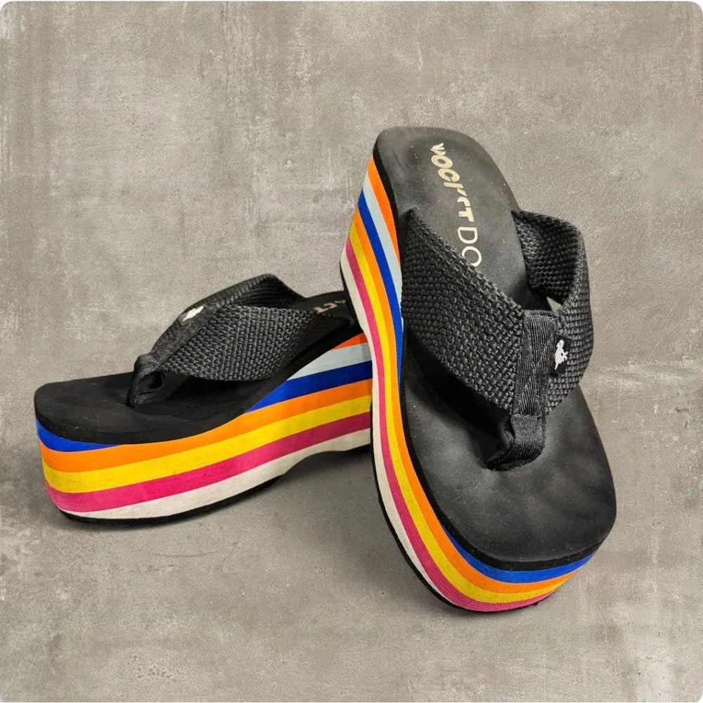 Rocket Dog rainbow platform flip flops size 9 Y2K‎ chunky wedges